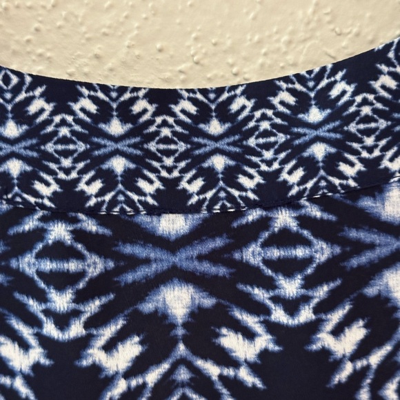 Vince Camuto Womens Plus 1X Polyester Blue Bohemian Print Split Neck Tunic Top. - Picture 5 of 8